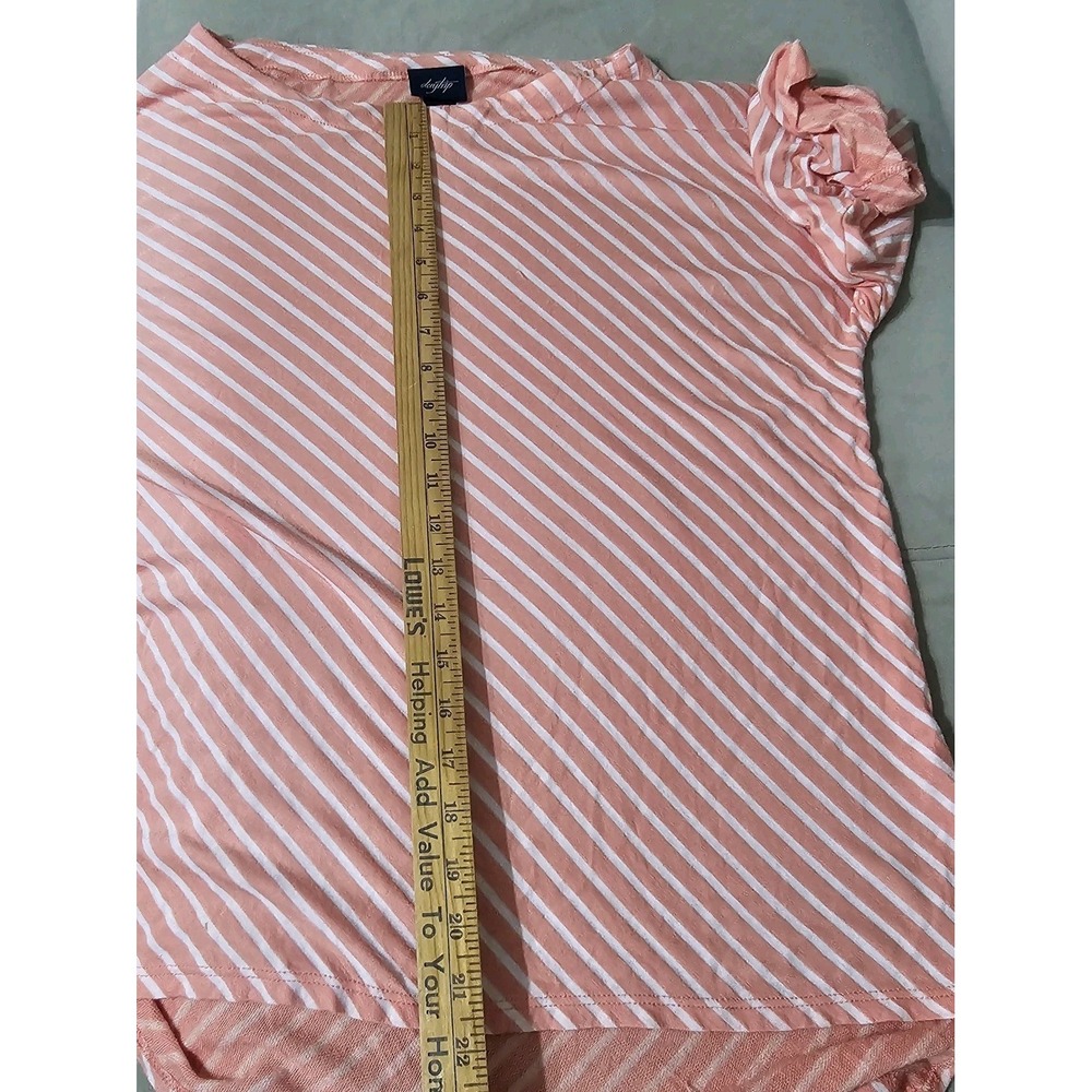 Daytrip Shirt, Women's Size S Orange Whit  Striped 3/4 Sleeve Rayon/spandex - Picture 7 of 8